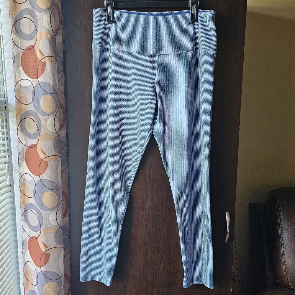 Natural Reflections Blue and White Striped Leggings